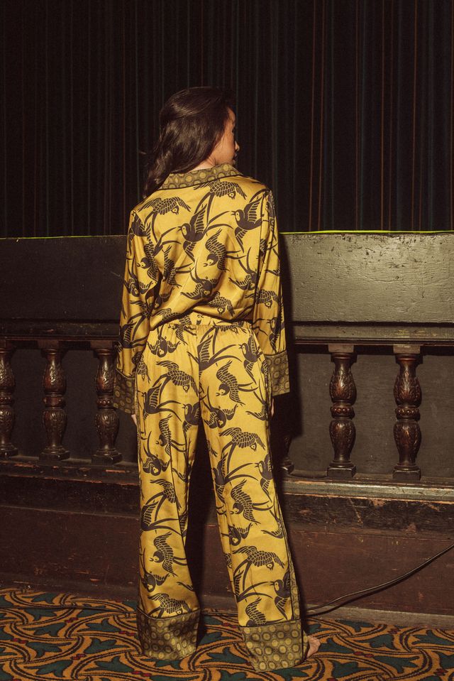 SWALLOWS PRINTED LONG PJ SET