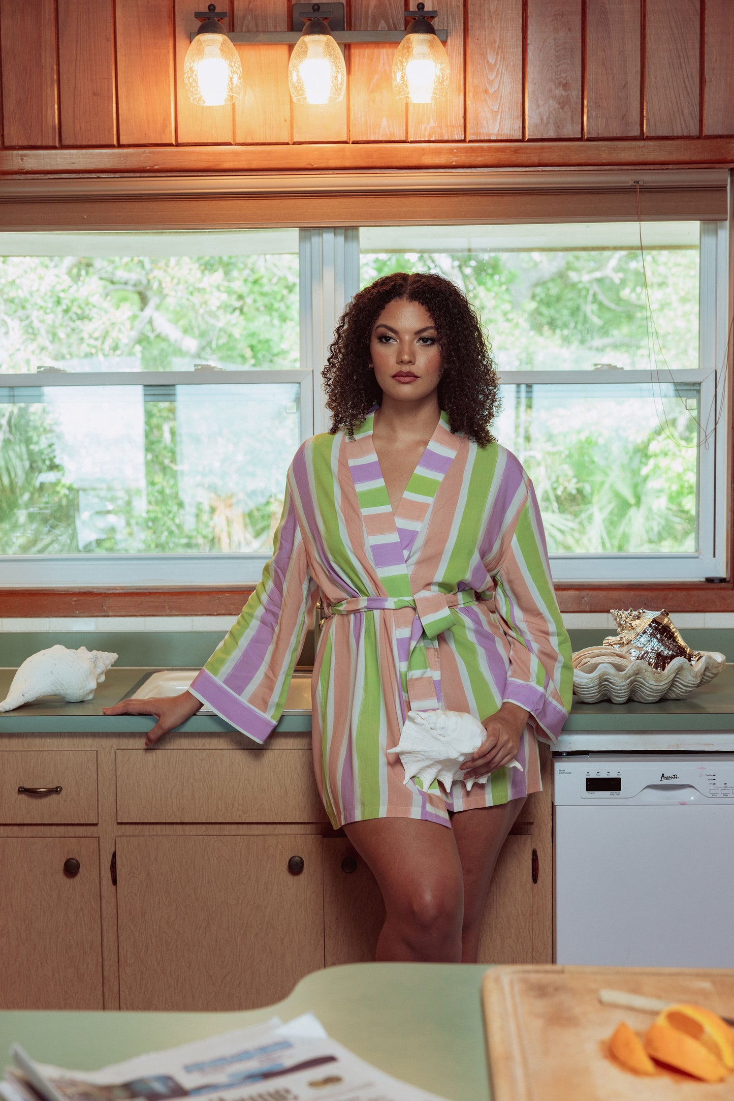 WOMAN IN COTTON SHORT ROBE