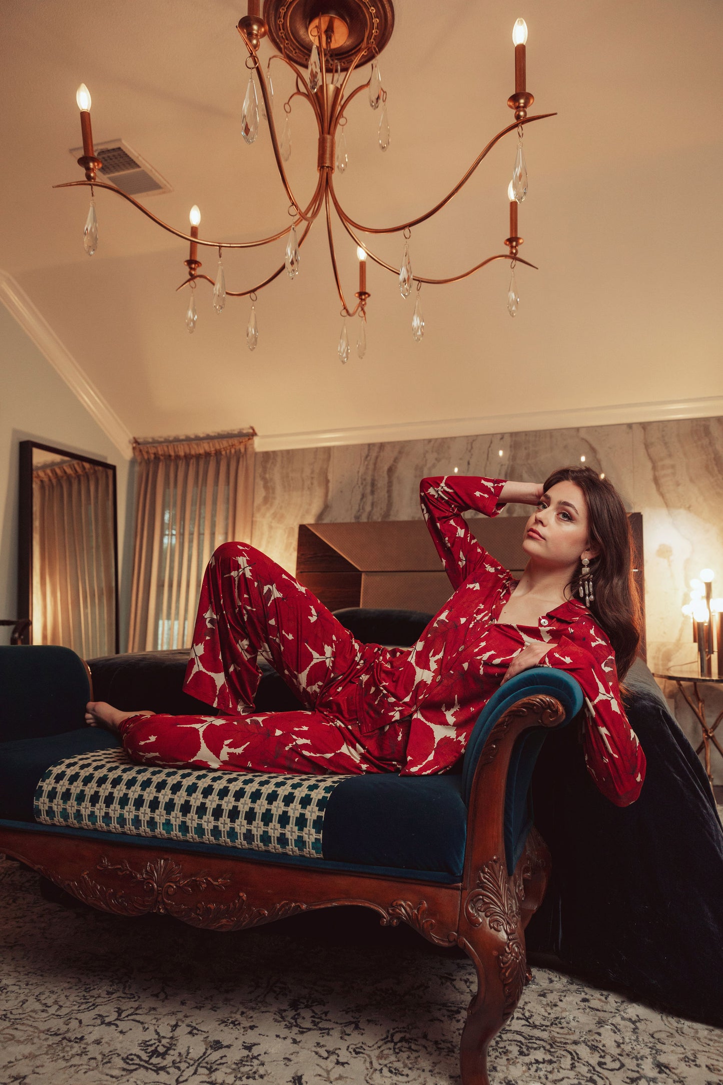 WOMAN IN RED PJ SET