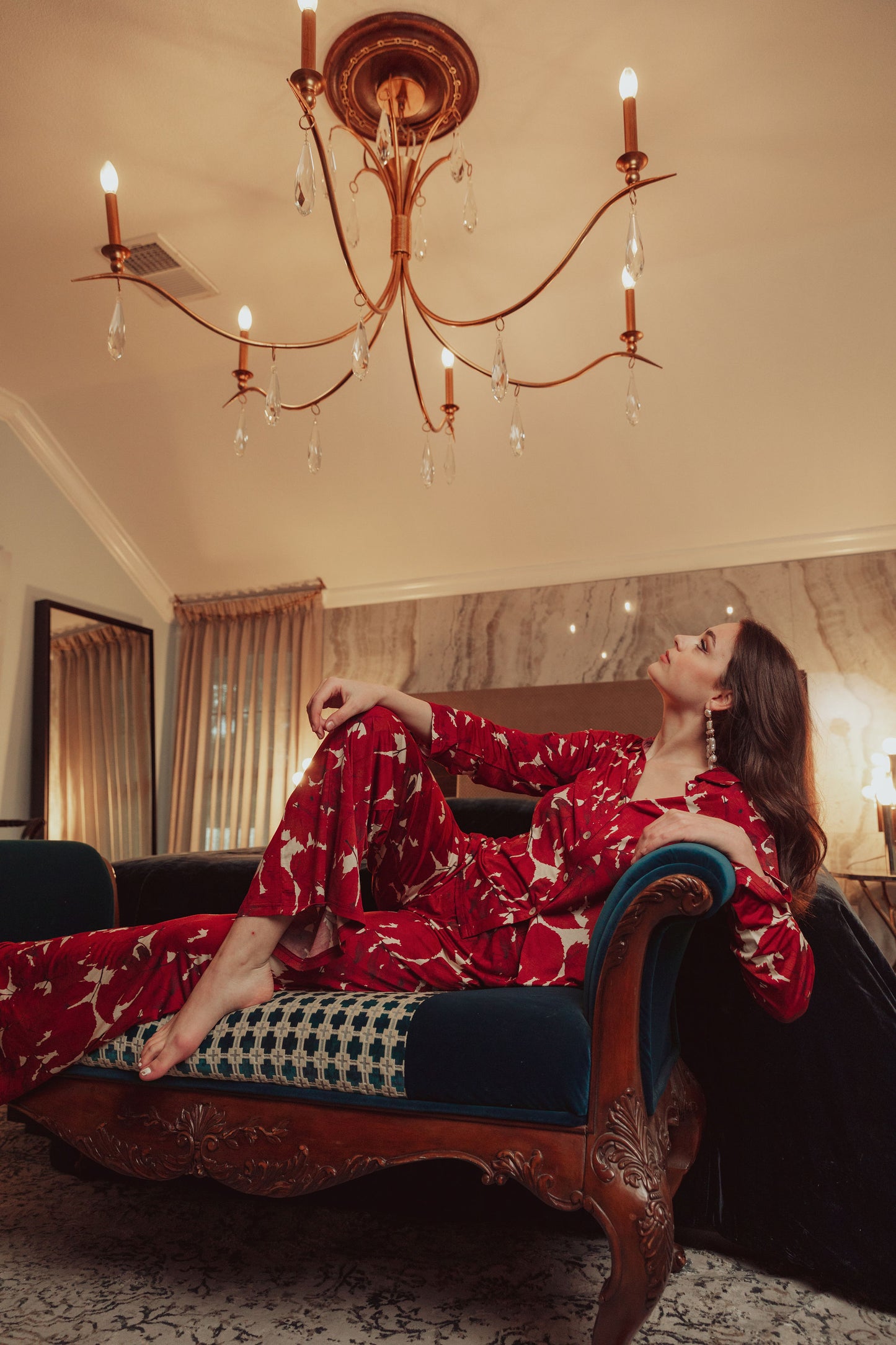 WOMAN IN RED PJ SET