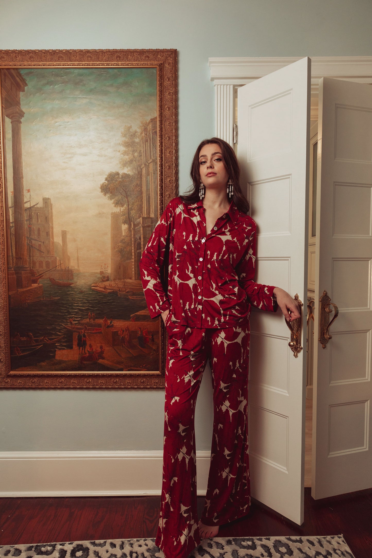 WOMAN IN RED PJ SET