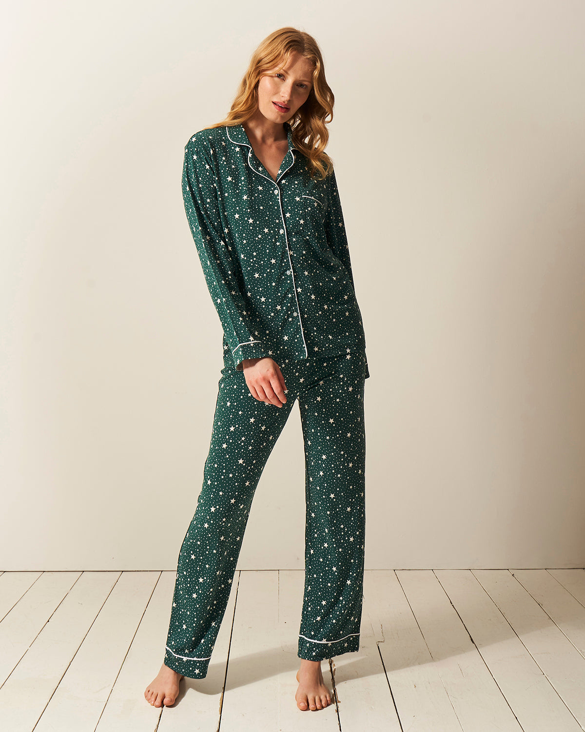 WOMAN IN GREEN PAJAMA