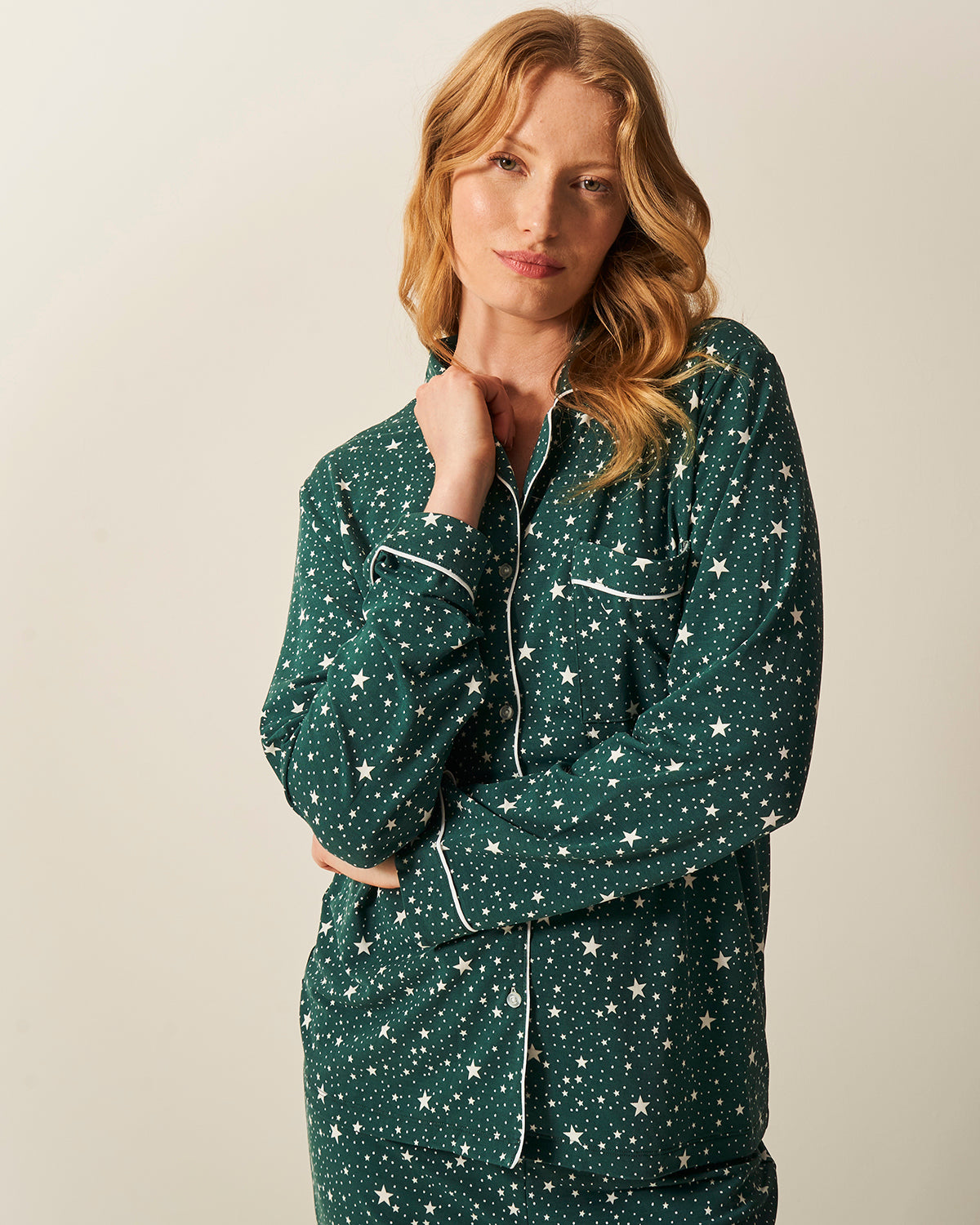 WOMAN IN GREEN PAJAMA