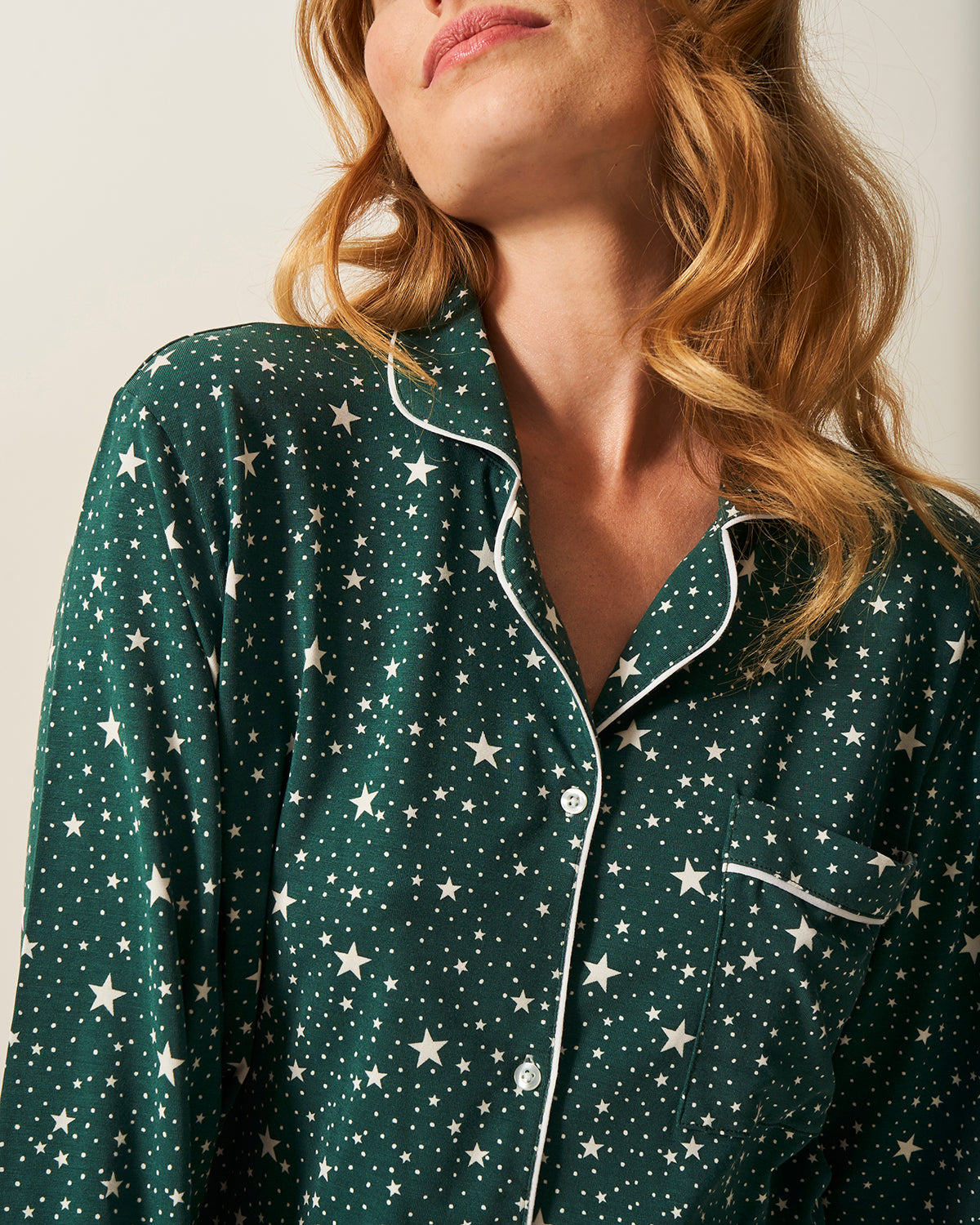 WOMAN IN GREEN PAJAMA