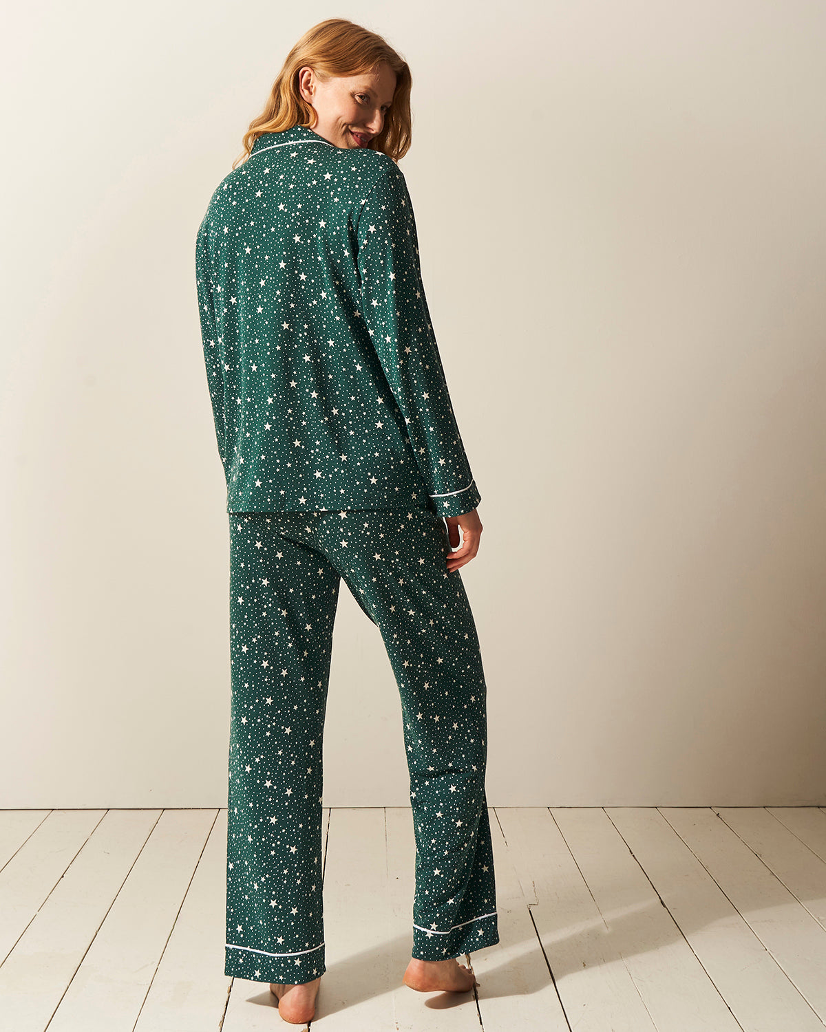 WOMAN IN GREEN PAJAMA
