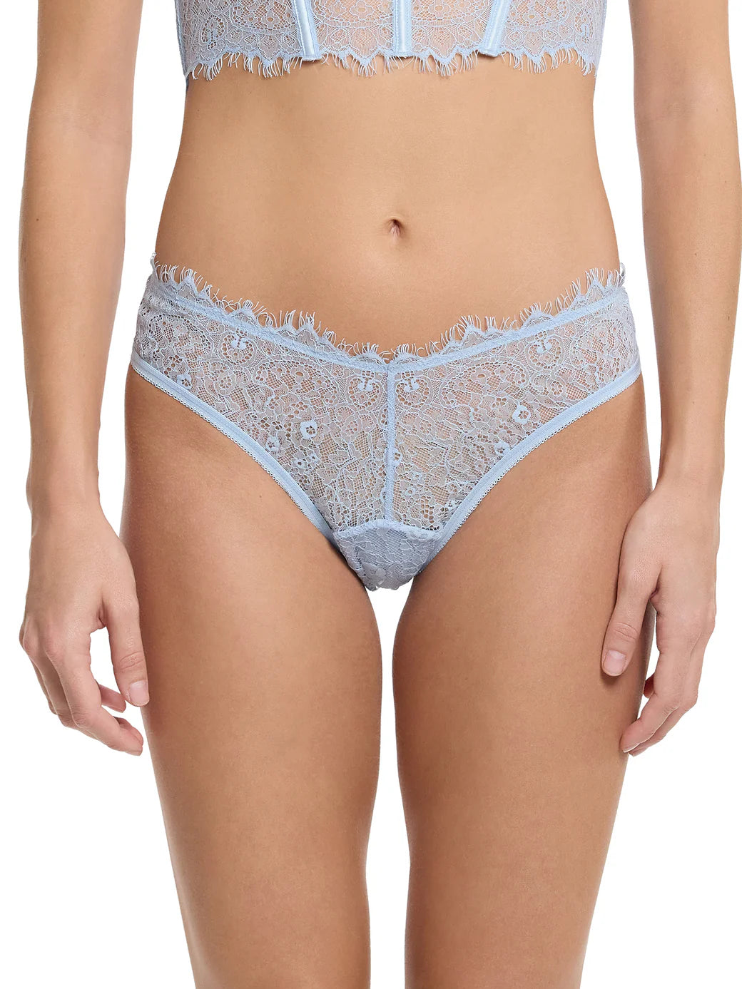Woman in Light Blue Lingerie