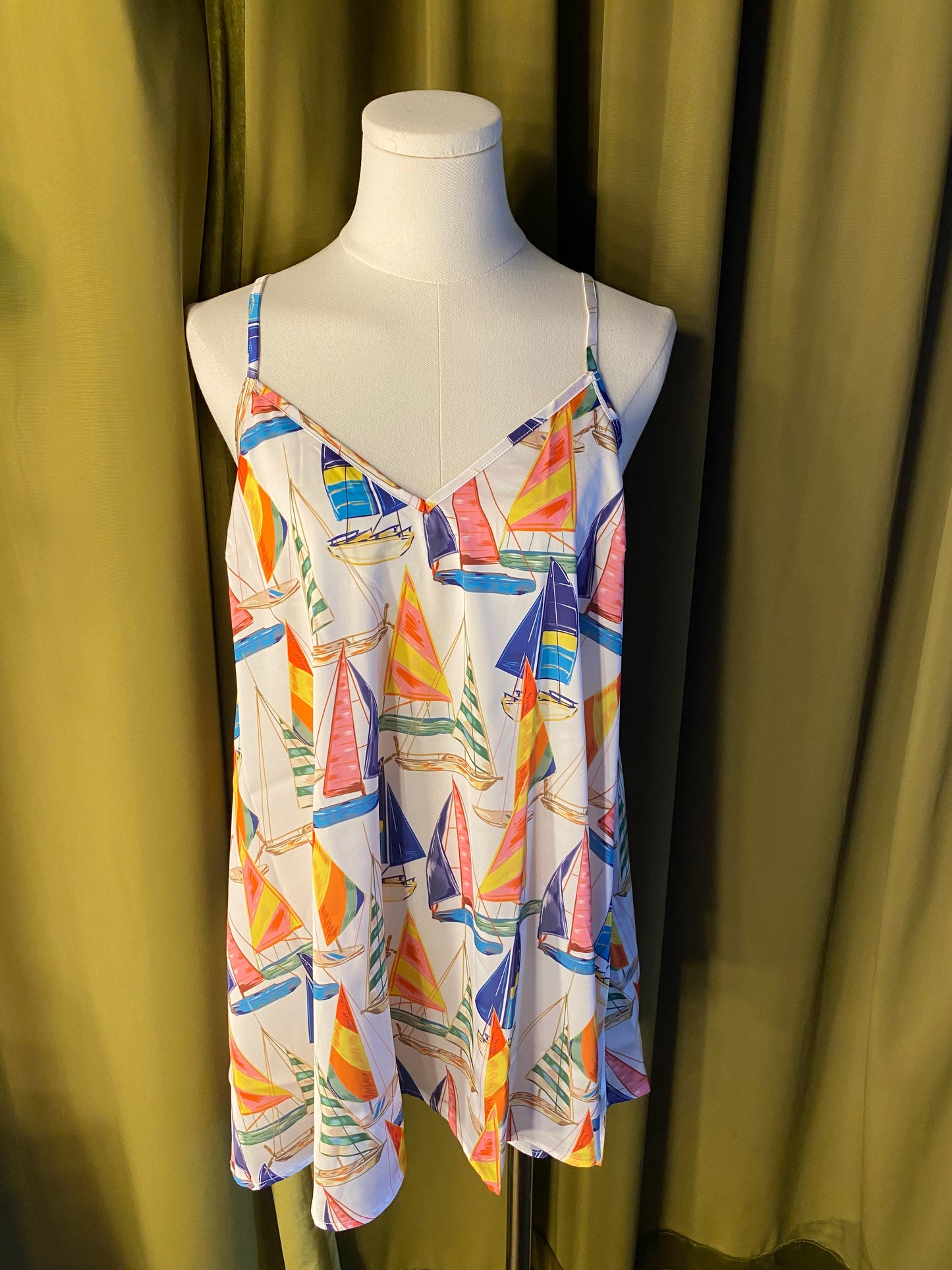 Satin slip with Sailboat pattern