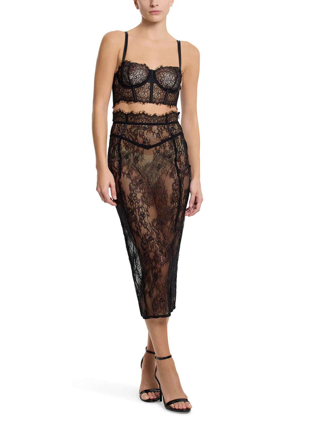 woman in black lace lingerie skirt
