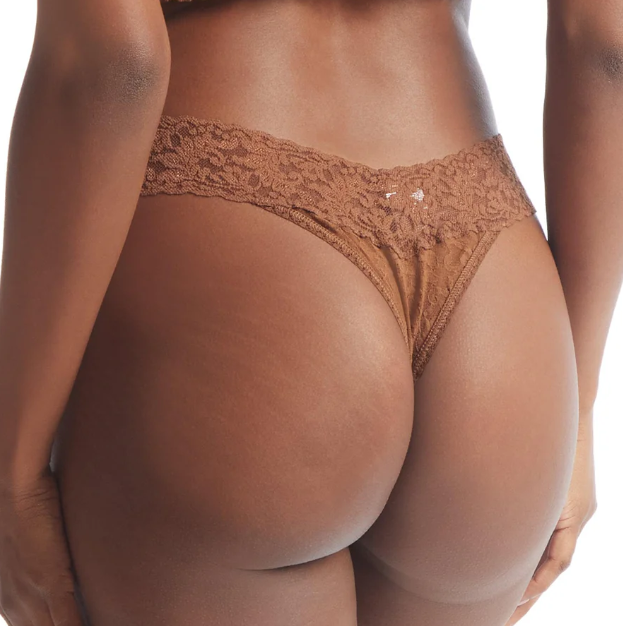 woman in brown thong