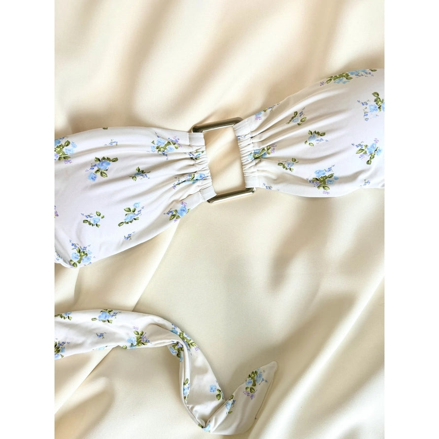 Floral bandeau bikini set