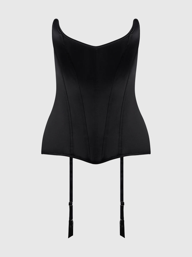 Black Satin corset with boning