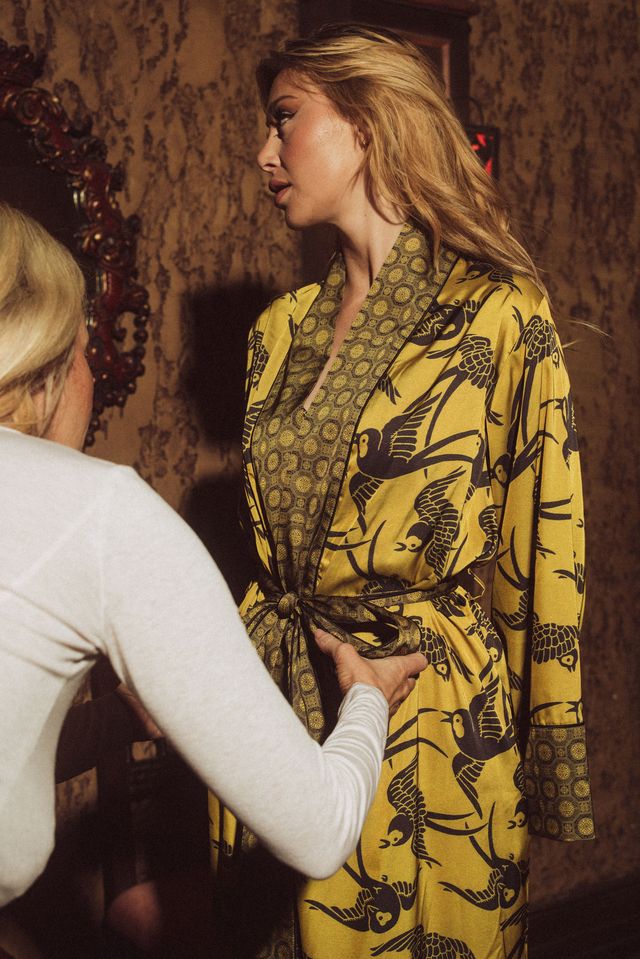 SWALLOWS PRINTED MAXI ROBE