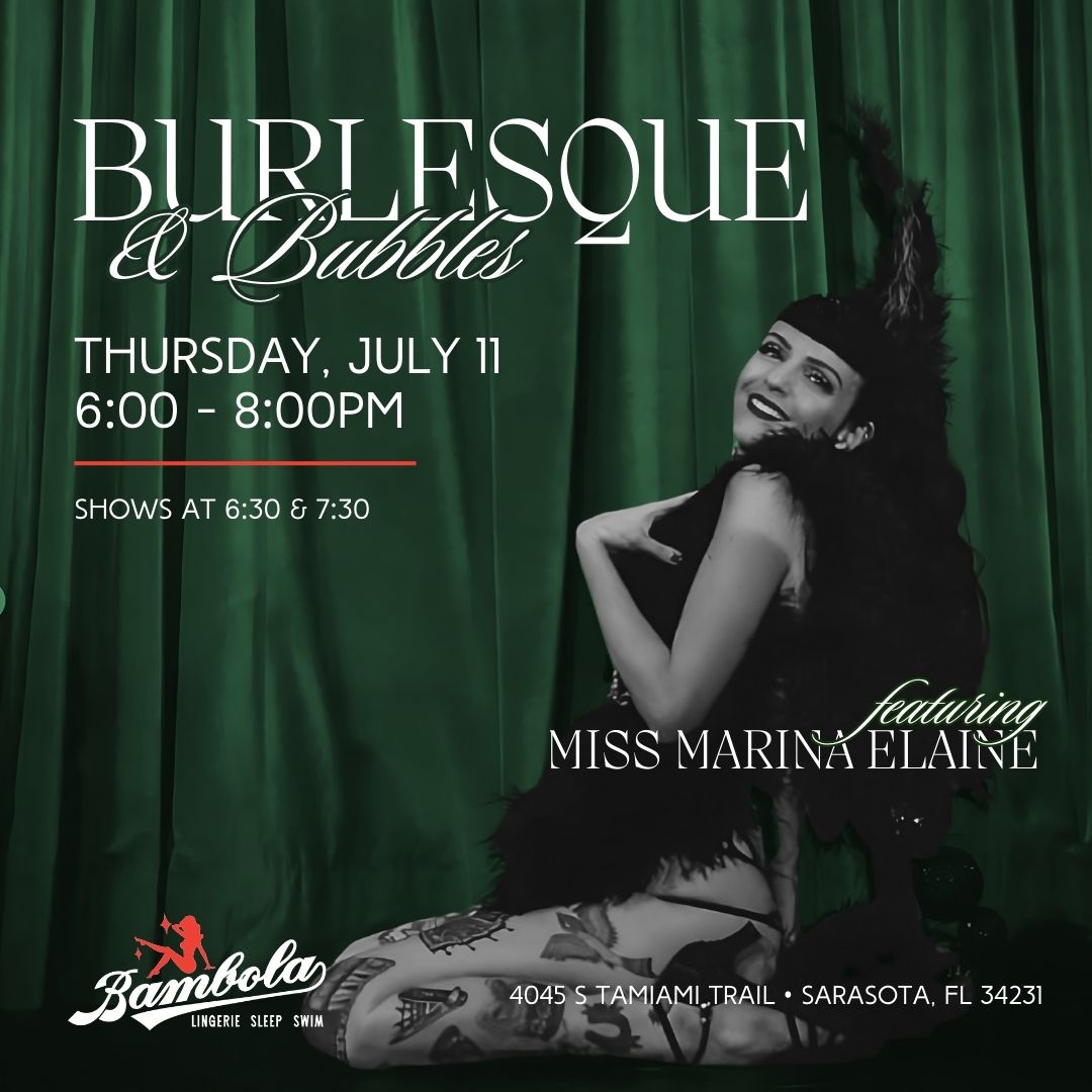 flyer graphic for burlesque show on july 11, 2024