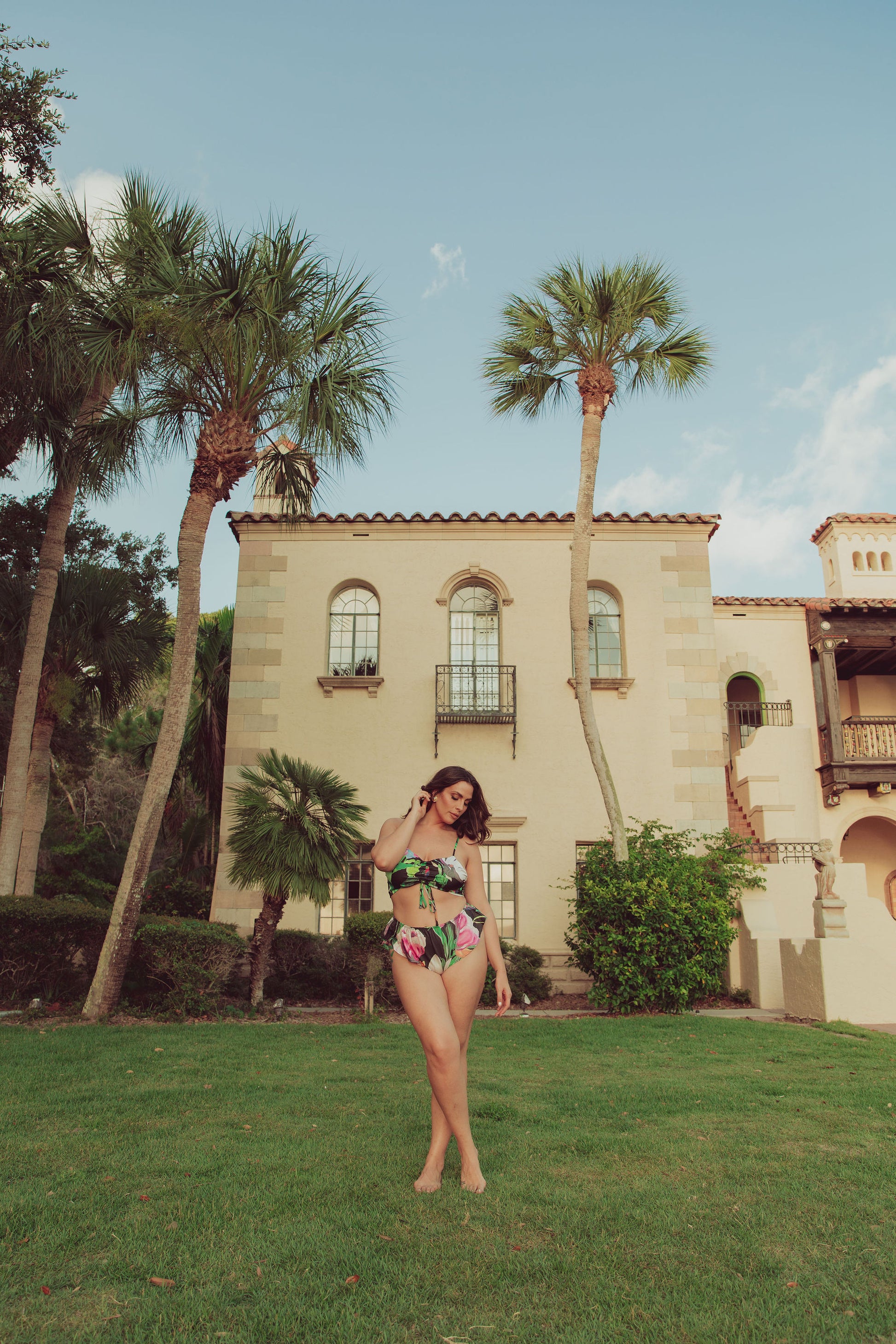 woman in floral loungewear