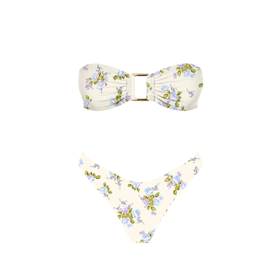 Floral bandeau bikini set on a white background