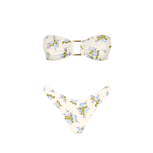Floral bandeau bikini set on a white background