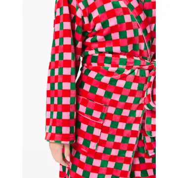 holiday checkered fuzzy robe