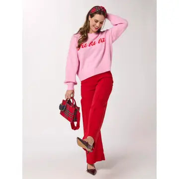 pink holiday sweater