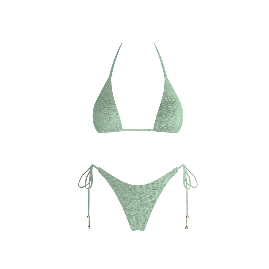 Green bikini set on a white background