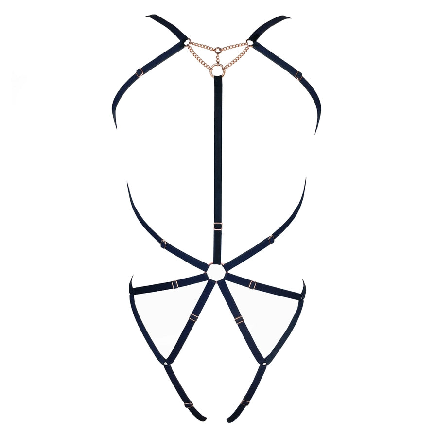 Black strapped body harness