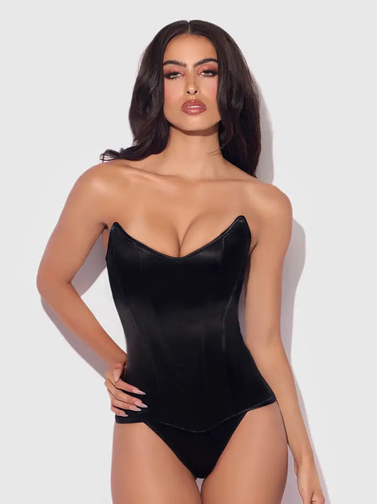 Black Satin corset with boning