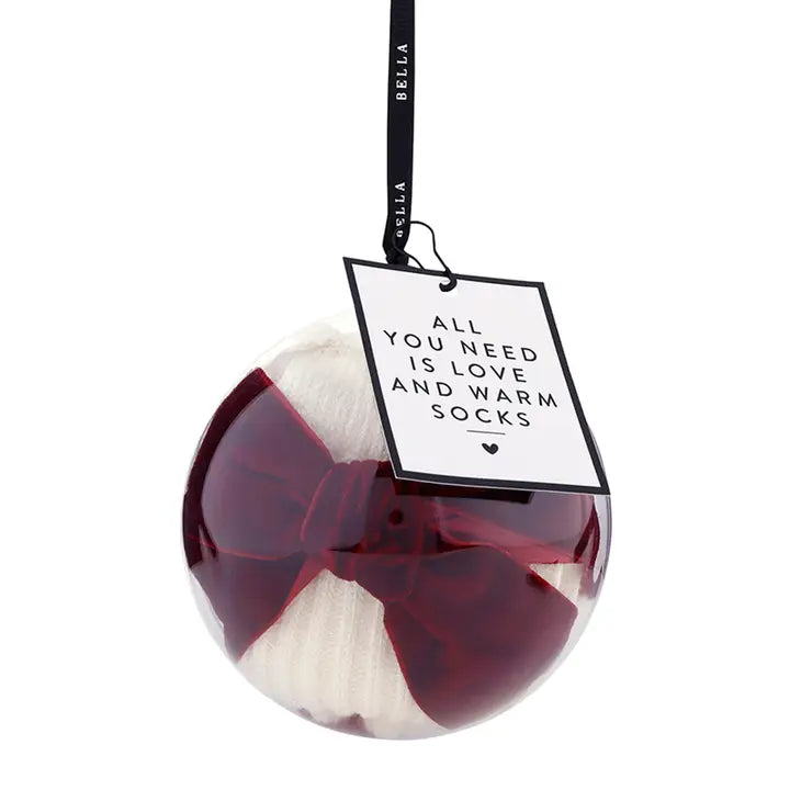 White  socks with a red bow 