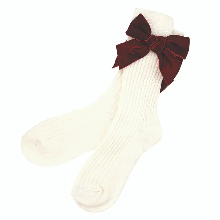 White  socks with a red bow 