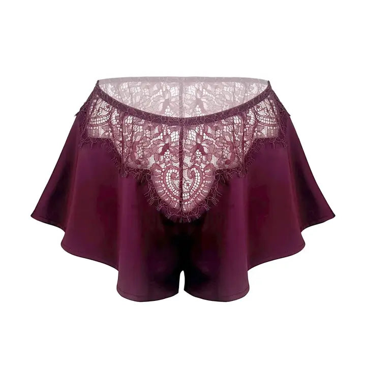maroon satin short