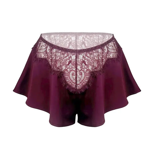 maroon satin short