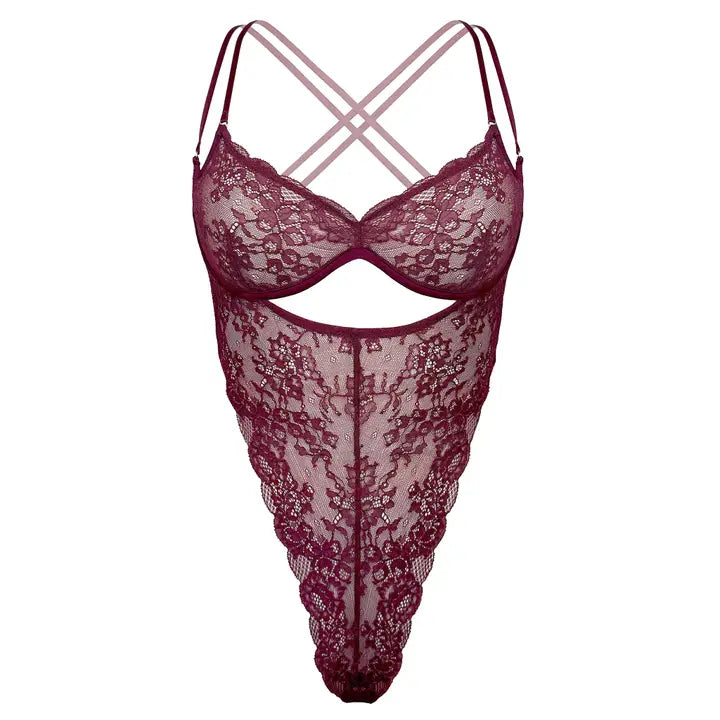 maroon lace bodysuit